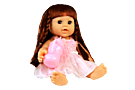 Кукла с длинными волосами в платье с цветочками, с бутылочкой, 30 см (видео), арт.3363-12