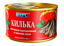 Килька «Барс» Балтийская в томатном соусе, 250 г