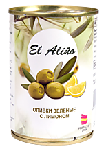 Оливки «EL alino» крупные, с лимоном, 290 мл