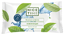 Салфетки влажные «Nice Time» Зеленый чай, 15 шт