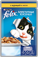 Влажный корм для кошек «Felix» с курицей в желе, 85 г