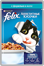 Влажный корм для кошек «Felix» с форелью в желе, 85 г