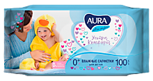 Влажные салфетки «Aura» для детей, 100 шт