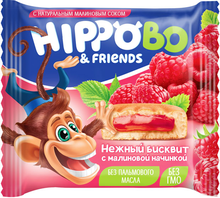 Бисквитное пирожное HIPPO BO & friends с малиновой начинкой, 32 г Бисквитное пирожное HIPPO BO & friends с малиновой начинкой, 32 г