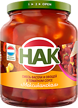 Смесь фасоли и овощей «HAK» Мексиканская в томатном соусе, 370 мл