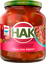 Смесь фасоли и овощей «HAK» Чили кон карне в томатном соусе, 370 мл