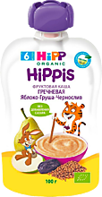 Каша фруктовая «HIPP» Organic Hippis гречневая Яблоко-груша-чернослив, 100 г