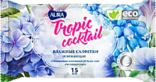 Влажные салфетки «Aura» Tropic Cocktail с антибактериальном эффектом, 15 шт