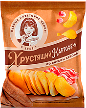 «Хрустящий картофель», чипсы со вкусом бекона, произведены из свежего картофеля, 160 г