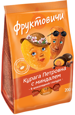 «Фруктовичи», конфета «Курага Петровна» с миндалём в шоколадной глазури, 200 г «Фруктовичи», конфета «Курага Петровна» с миндалём в шоколадной глазури, 200 г