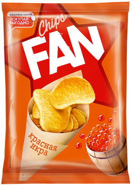 «Fan», чипсы со вкусом красной икры, произведены из свежего картофеля, 120 г «Fan», чипсы со вкусом красной икры, произведены из свежего картофеля, 120 г