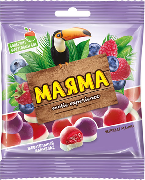 «Маяма», мармелад жевательный с желейной начинкой со вкусом черники и малины со сливками, 170 г «Маяма», мармелад жевательный с желейной начинкой со вкусом черники и малины со сливками, 170 г