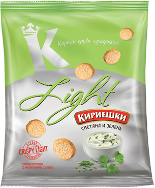 «Кириешки Light», сухарики со вкусом сметаны и зелени, 33 г «Кириешки Light», сухарики со вкусом сметаны и зелени, 33 г
