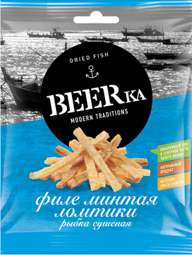 «Beerka», минтай сушёно-вяленый, 70 г «Beerka», минтай сушёно-вяленый, 70 г