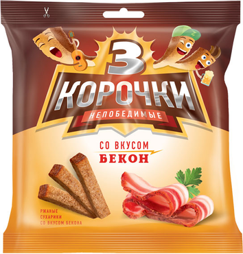 «3 Корочки», сухарики со вкусом бекона, 100 г «3 Корочки», сухарики со вкусом бекона, 100 г