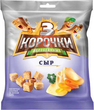 «3 Корочки», сухарики со вкусом сыра, 40 г «3 Корочки», сухарики со вкусом сыра, 40 г