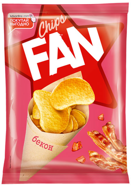 «Fan», чипсы со вкусом бекона, произведены из свежего картофеля, 65 г «Fan», чипсы со вкусом бекона, произведены из свежего картофеля, 65 г