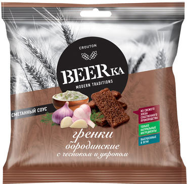 «Beerka», сухарики со вкусом чеснока с укропом и сметанным соусом, 85 г «Beerka», сухарики со вкусом чеснока с укропом и сметанным соусом, 85 г