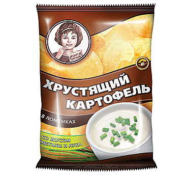 «Хрустящий картофель», чипсы со вкусом сметаны и лука, произведены из свежего картофеля, 40 г