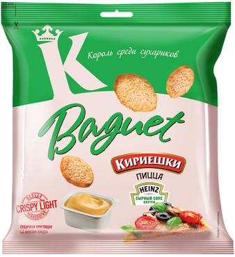 «Кириешки Baguet», сухарики со вкусом пиццы и сырным соусом, 75 г «Кириешки Baguet», сухарики со вкусом пиццы и сырным соусом, 75 г