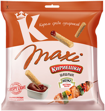 «Кириешки Maxi», сухарики со вкусом шашлыка и кетчупом «Heinz», 80 г «Кириешки Maxi», сухарики со вкусом шашлыка и кетчупом «Heinz», 80 г