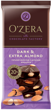 «OZera», шоколад горький с цельным миндалем Dark & Extra Almond, 90 г «OZera», шоколад горький с цельным миндалем Dark & Extra Almond, 90 г