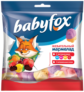 «BabyFox», мармелад воздушный, с соком ягод и фруктов, 100 г «BabyFox», мармелад воздушный, с соком ягод и фруктов, 100 г