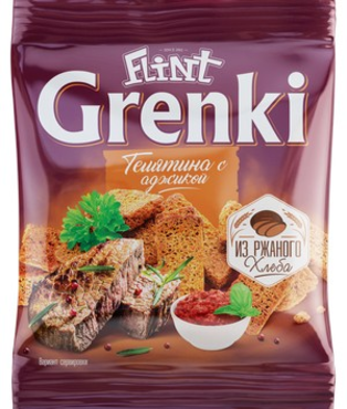 «Flint», гренки со вкусом телятины с аджикой, 80 г «Flint», гренки со вкусом телятины с аджикой, 80 г