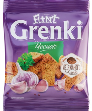 «Flint», гренки со вкусом чеснока, 80 г «Flint», гренки со вкусом чеснока, 80 г