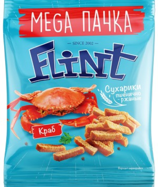 «Flint», сухарики со вкусом краба, 130 г «Flint», сухарики со вкусом краба, 130 г