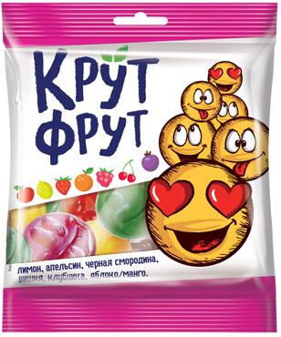 «КрутФрут», мармелад жевательный в форме смайликов, 70 г «КрутФрут», мармелад жевательный в форме смайликов, 70 г