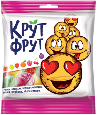 «КрутФрут», мармелад жевательный в форме смайликов, 170 г «КрутФрут», мармелад жевательный в форме смайликов, 170 г