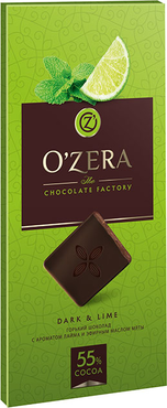 «OZera», шоколад горький с экстрактами лайма и мяты Dark & Lime, 100 г «OZera», шоколад горький с экстрактами лайма и мяты Dark & Lime, 100 г
