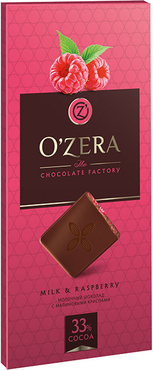 «OZera», шоколад молочный с кусочками малины Milk & Raspberry, 100 г «OZera», шоколад молочный с кусочками малины Milk & Raspberry, 100 г