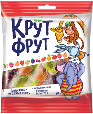 «КрутФрут», мармелад жевательный в форме животных, 70 г «КрутФрут», мармелад жевательный в форме животных, 70 г