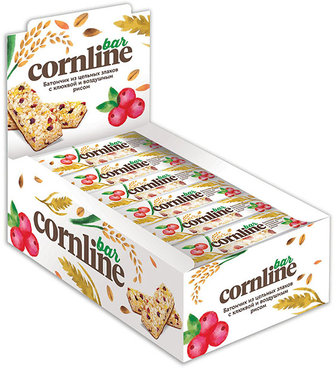 Батончик Cornline из цельных злаков с клюквой и воздушным рисом, 30 г Батончик Cornline из цельных злаков с клюквой и воздушным рисом, 30 г