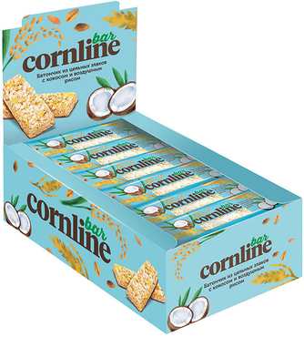 Батончик Cornline из цельных злаков с кокосом и воздушным рисом, 30 г Батончик Cornline из цельных злаков с кокосом и воздушным рисом, 30 г