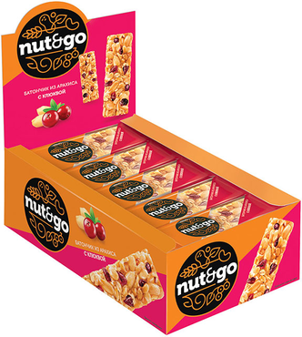 Батончик Nut&Go из арахиса и клюквы, 42 г Батончик Nut&Go из арахиса и клюквы, 42 г