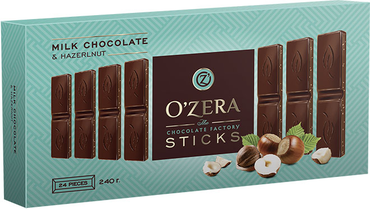 «OZera», шоколад молочный Milk & Hazel, в форме стиков, 240 г «OZera», шоколад молочный Milk & Hazel, в форме стиков, 240 г