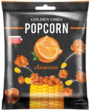 «Golden Corn», попкорн карамельный со вкусом апельсина, 50 г «Golden Corn», попкорн карамельный со вкусом апельсина, 50 г