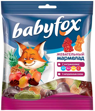 «BabyFox», мармелад жевательный с соком ягод и фруктов, 70 г «BabyFox», мармелад жевательный с соком ягод и фруктов, 70 г