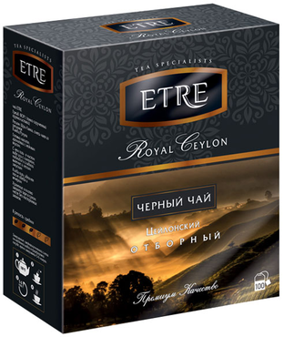 «ETRE», «Royal Ceylon» чай черный цейлонский, 100 пакетиков, 200 г «ETRE», «Royal Ceylon» чай черный цейлонский, 100 пакетиков, 200 г