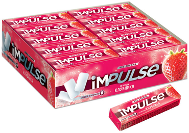 «Impulse», жевательная резинка со вкусом «Клубника», без сахара, 14 г «Impulse», жевательная резинка со вкусом «Клубника», без сахара, 14 г