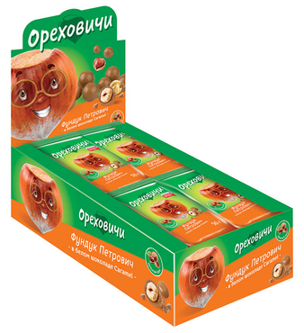 «Ореховичи», драже «Фундук Петрович» в карамельном шоколаде, 50 г «Ореховичи», драже «Фундук Петрович» в карамельном шоколаде, 50 г