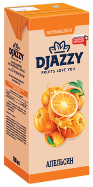 «Djazzy», сок апельсиновый, с мякотью, 200 мл «Djazzy», сок апельсиновый, с мякотью, 200 мл