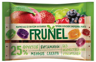 «Frunel», мармелад со вкусом клубники, чёрной и красной смородины, манго, винограда, 40 г «Frunel», мармелад со вкусом клубники, чёрной и красной смородины, манго, винограда, 40 г