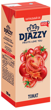 «Djazzy», сок томатный, с мякотью, 200 мл «Djazzy», сок томатный, с мякотью, 200 мл