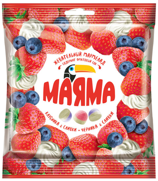 «Маяма», мармелад жевательный со вкусами клубники и черники со сливками, 70 г «Маяма», мармелад жевательный со вкусами клубники и черники со сливками, 70 г
