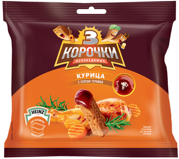 «3 Корочки», сухарики со вкусом курицы и соусом терияки, 85 г «3 Корочки», сухарики со вкусом курицы и соусом терияки, 85 г