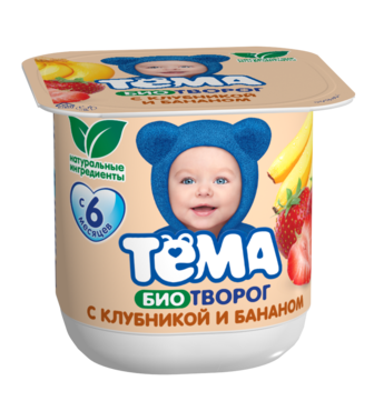 Биотворог 4.2% «Тёма» с клубникой и бананом, 100 г Биотворог 4.2% «Тёма» с клубникой и бананом, 100 г